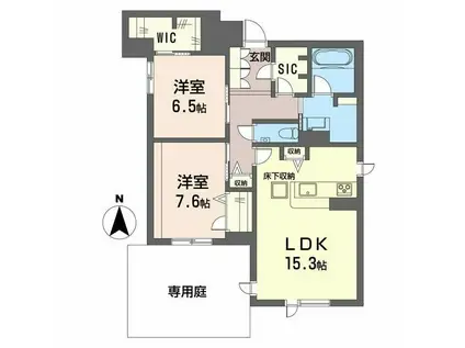 ラ・ルーム厚木町(2LDK/1階)の間取り写真