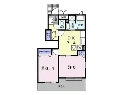 ベル・フローラIII(2DK/1階)の間取り写真