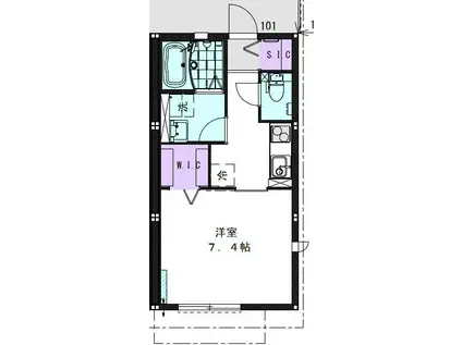 ボナール六丁の目(1K/2階)の間取り写真