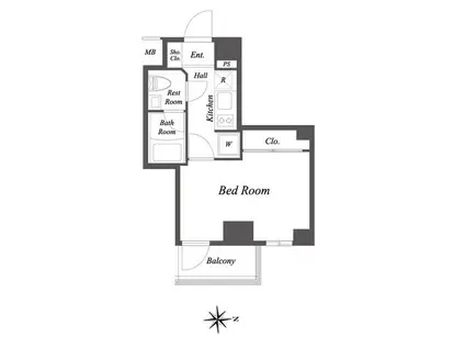 ルクレ住吉(1K/4階)の間取り写真