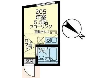 センチュリオン石川町(ワンルーム/2階)の間取り写真