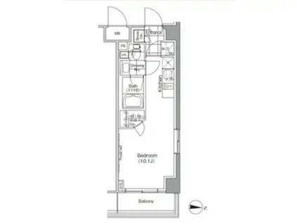 ザ・パークハビオ高円寺(ワンルーム/2階)の間取り写真