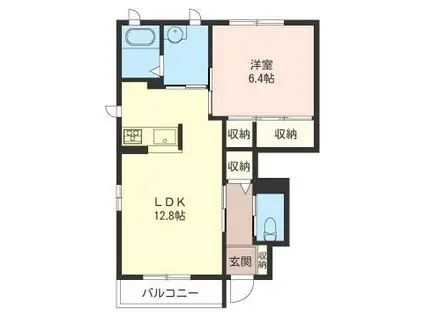 セピアコート A棟(1LDK/1階)の間取り写真