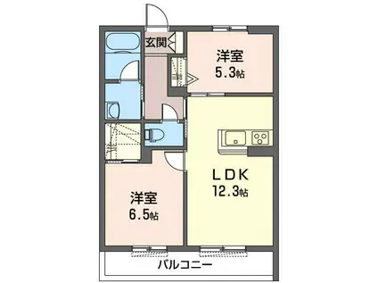 ランズドール(2LDK/2階)の間取り写真