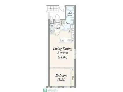 GRAN PASEO三宿II(1LDK/2階)の間取り写真