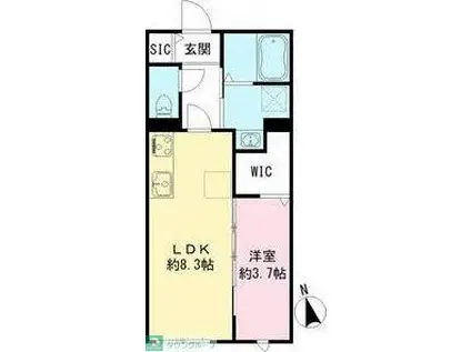 コム ジュ スイ(1LDK/1階)の間取り写真