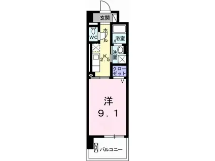 ポーシェガーデン3(1K/8階)の間取り写真