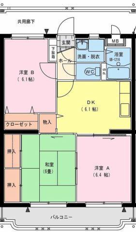 ホープパレス(3DK/2階)の間取り写真