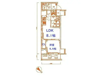 リヴシティ横濱関内弐番館(1LDK/3階)の間取り写真