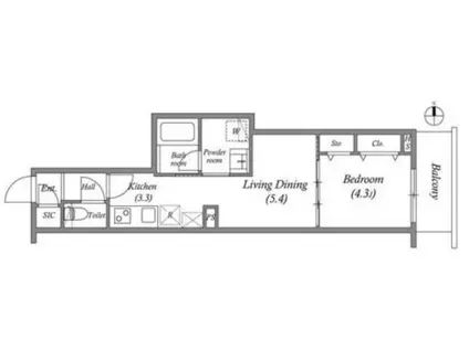 プライムガーデン若木(1LDK/1階)の間取り写真