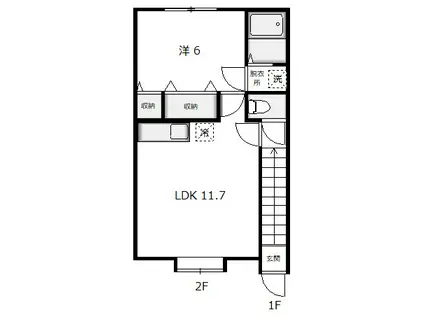 FEEL FINE HAMADATE(1LDK/2階)の間取り写真