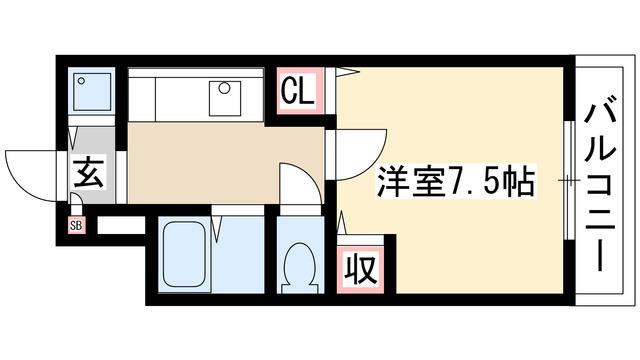 エストゥディオ(1K/2階)の間取り写真
