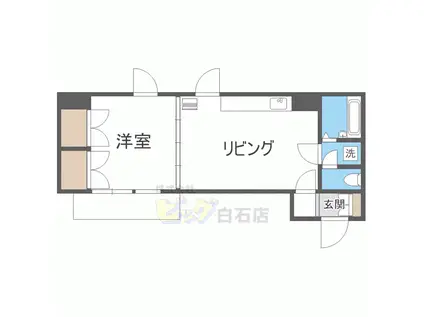 ベルヴィーコート本通III(1LDK/4階)の間取り写真