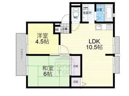 シャロームE(2LDK/2階)の間取り写真