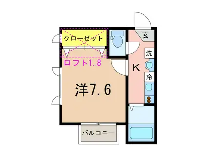 マルベリー(1K/1階)の間取り写真