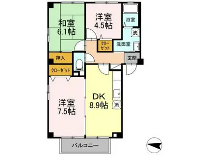 ハイム城山(3LDK/2階)の間取り写真