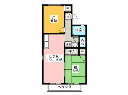 エリアエスペラント 南棟(2LDK/2階)の間取り写真