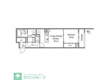 GRANDUO田園調布IV(1LDK/2階)の間取り写真