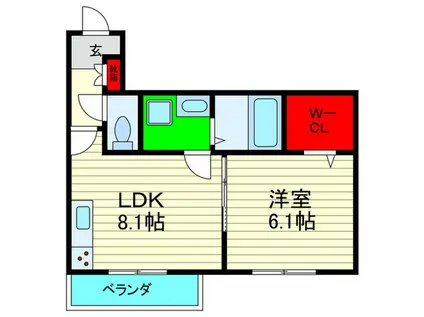 ルクソールIII(1LDK/2階)の間取り写真