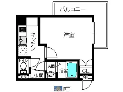 アソシアグロッツォ博多セントラルタワー(1K/13階)の間取り写真