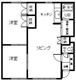 ツインクルプラザ北斗星(2LDK/2階)の間取り写真