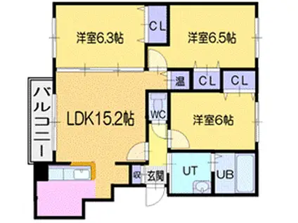グラスミア恵庭(3LDK/1階)の間取り写真