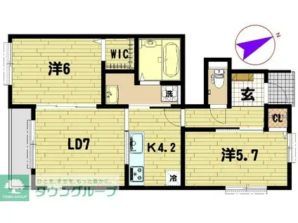 アムール久喜A棟(2LDK/1階)の間取り写真