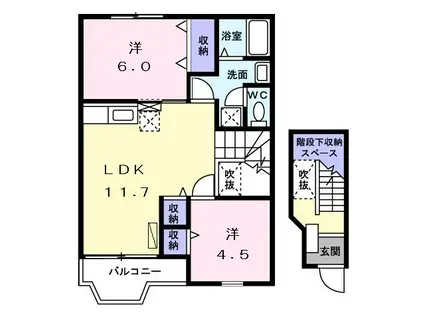 プリムローズ(2LDK/2階)の間取り写真