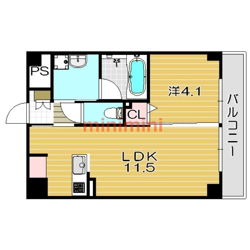 エール茨木本町(1LDK/1階)の間取り写真