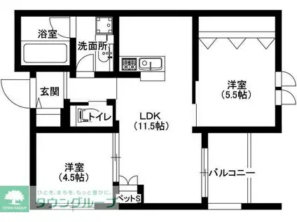 WIND VALLEY(2LDK/3階)の間取り写真