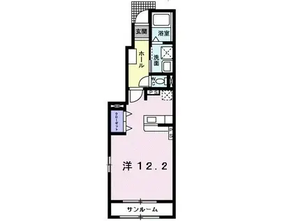 イースト ファインII(ワンルーム/1階)の間取り写真