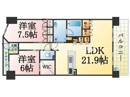 オーシャンテラス須磨海浜公園(2LDK/10階)の間取り写真