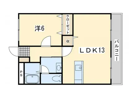 ウィステリア加藤(1LDK/1階)の間取り写真