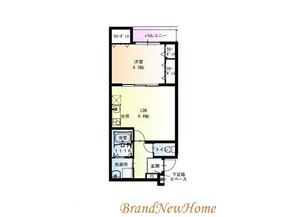 フジパレス北野田V番館(1LDK/1階)の間取り写真