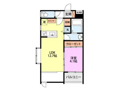 COMMON南出来島2号棟(1LDK/2階)の間取り写真