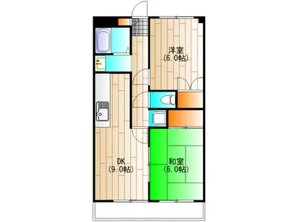 リバーサイド吉原II(2DK/2階)の間取り写真