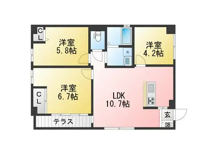 ドリームII(3LDK/1階)の間取り写真