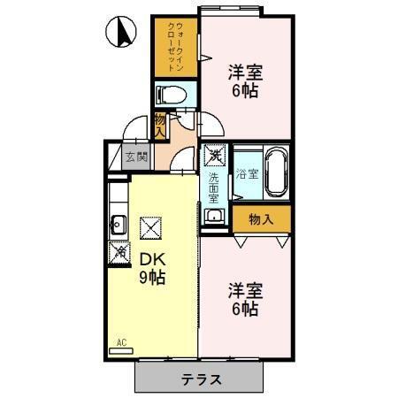 ガーデン花水木(2DK/1階)の間取り写真