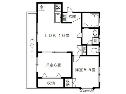 富士プラザ(2LDK/3階)の間取り写真