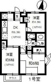 ドミールたかねB棟(3DK/1階)の間取り写真