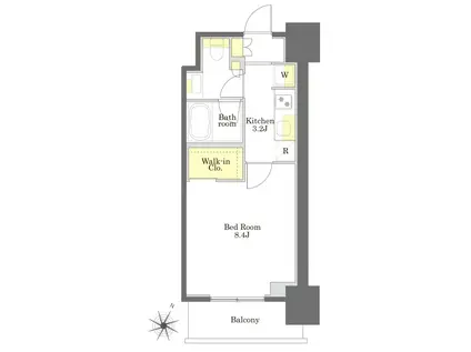 プライムメゾン白金高輪(1K/6階)の間取り写真