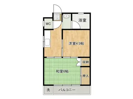 まことハイツ(2K/1階)の間取り写真