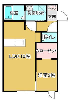 ベル シエル(1LDK/1階)の間取り写真