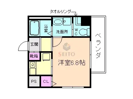 十三本町ウィンズマンションII(1K/2階)の間取り写真