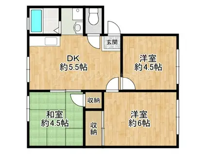 アーバン友和(3DK/1階)の間取り写真