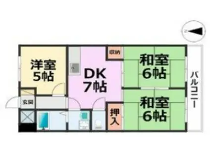 橋本第二マンション(3DK/1階)の間取り写真