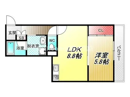 EIJU八尾本町(1LDK/1階)の間取り写真