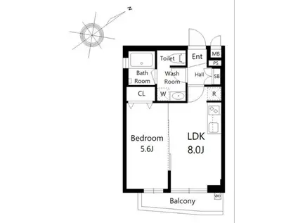 REFRAME 5 池尻大橋(1LDK/2階)の間取り写真