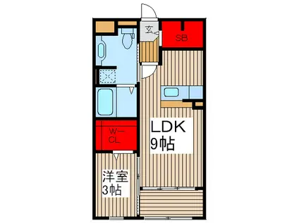 ウィッシュ(1LDK/1階)の間取り写真