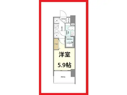 ラドゥセール四ツ木ウエスト(1K/5階)の間取り写真